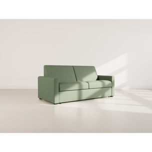 Julia - canapé 3 places convertible express couchage quotidien 140 cm matelas 14 cm en tissu - Vert