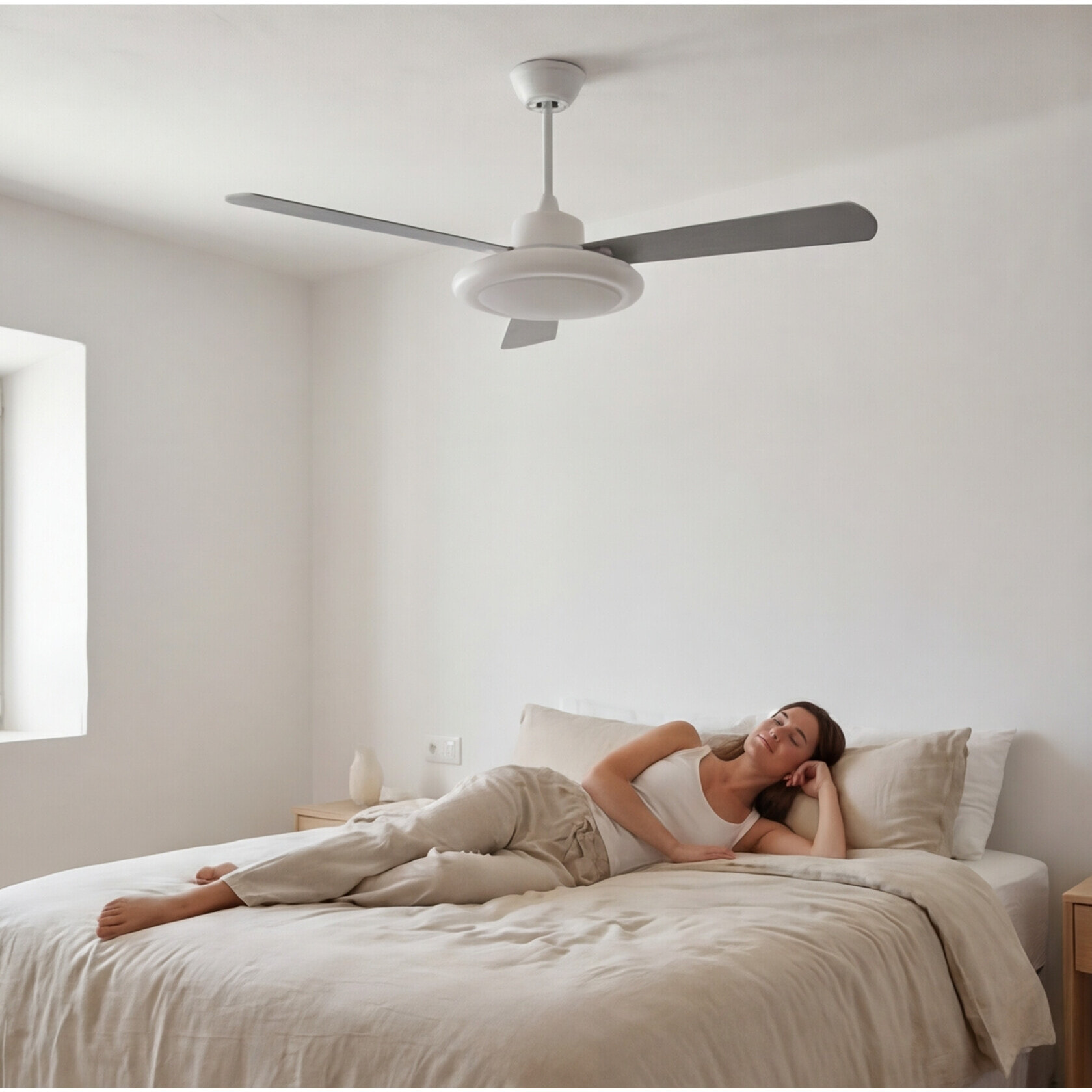 Forlight Ventilador de techo ip20 bahia led 24.4w blanco cálido - 3000k on-off blanco brillante g