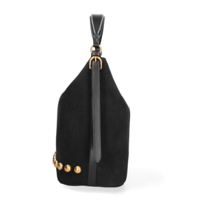 Borsa a spalla da donna Made in Italy - Modello Seraphina Plus - Pelle scamosciata - 31.0 x 31.0 x 15.0 cm