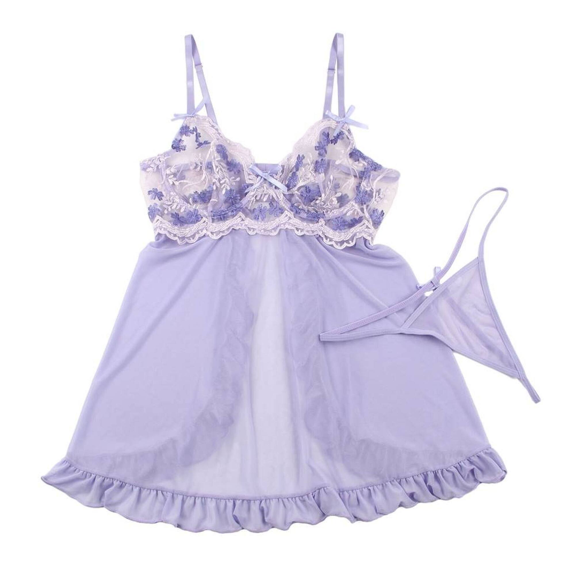 Babydoll morado encaje de flores