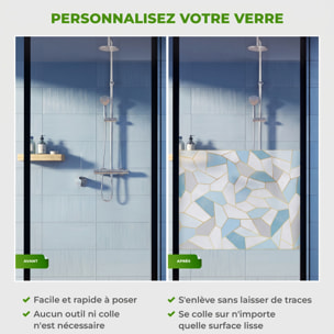 Adhésif Film Fenêtre Anti Regard Occultant - VITRAIL BLEU - Stickers Autocollant Brise-Vue pour Vitres & Porte de Douche - 40x100cm