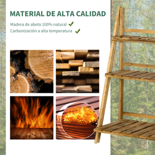 Soporte para Plantas de 3 Niveles Estantería para Plantas Plegable Soporte para Macetas de Madera para Interior y Exterior 60x37x93 cm Natural