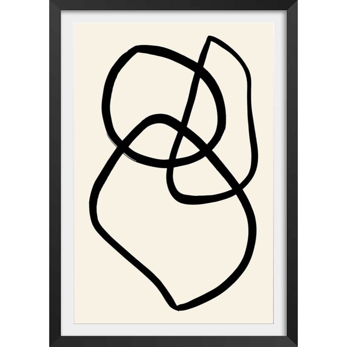Affiche line art bold II Affiche + cadre en bois - Noir