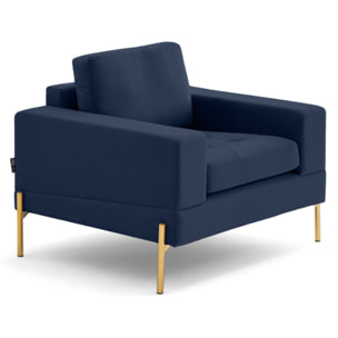 Isaure - fauteuil en velours - Bleu marine