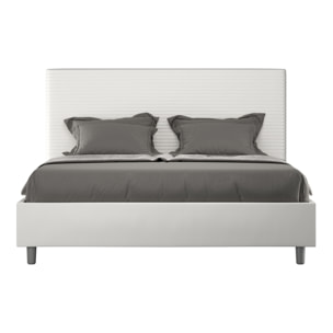 Letto matrimoniale con rete imbottito 160x210 similpelle bianco Focus