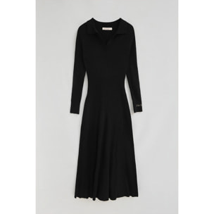 Vestido midi de punto negro con logo Polo Club