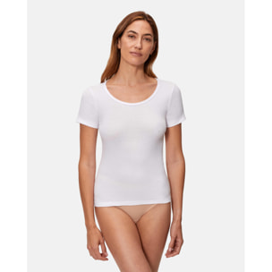 Camiseta interior de mujer de manga corta sin costuras laterales