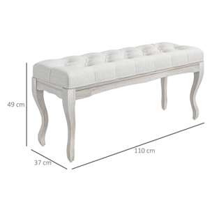 HOMCOM Taburete Pie de Cama Banco para Pie de Cama con Pies de Madera y Asiento Acolchado Carga 120 kg Banqueta de Dormitorio para Entrada Pasillo 110x37x49 cm Crema