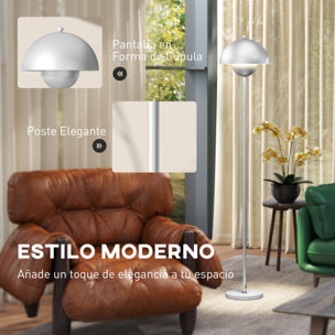 Lámpara de Pie Moderna 155 cm Lámpara de Pie para Salón con Pantalla de Cuenco Reflejando Luz Interruptor de Pie Casquillo E27 Sin Bombilla para Dormitorio Oficina Sala de Estar