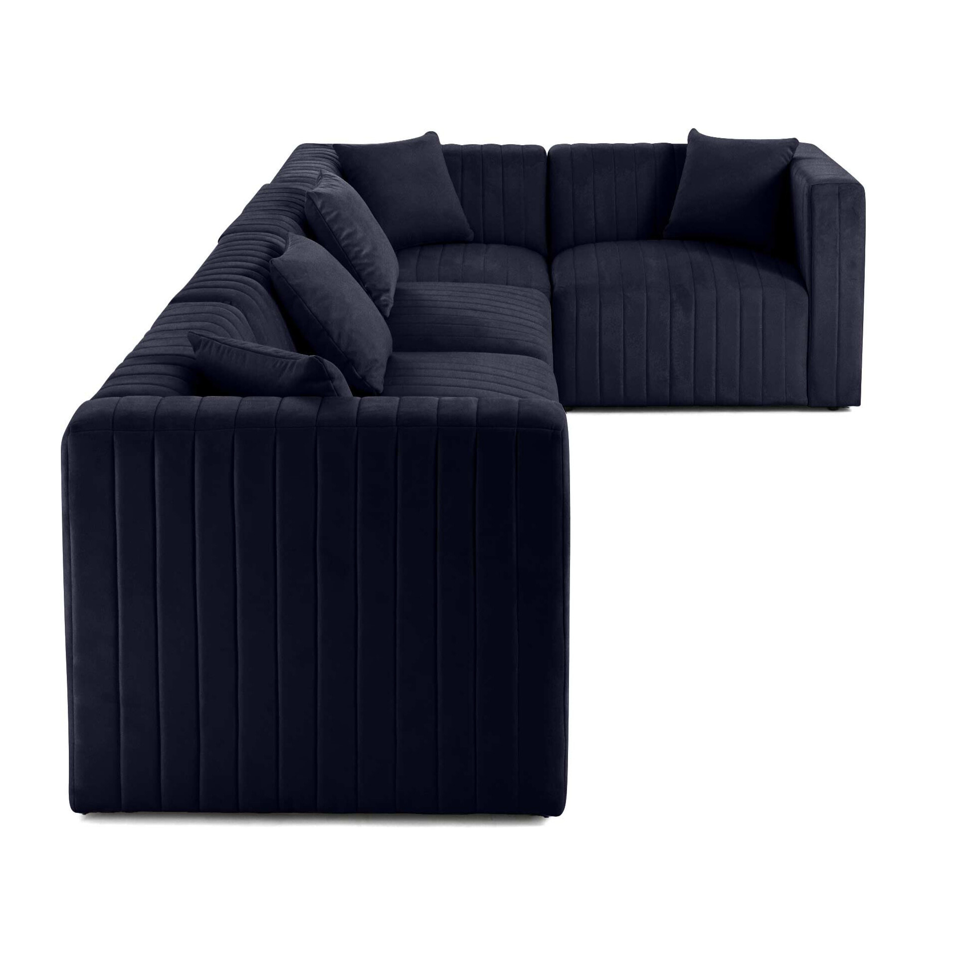 Nova - canapé modulable d'angle réversible - 6 places - en velours - Bleu marine