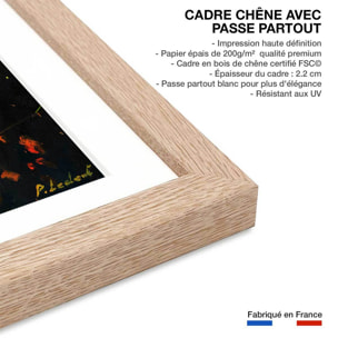 Affiche vase fleurs orange Affiche sous cadre bois
