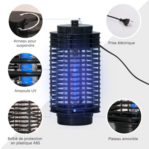 Outsunny Lampe anti-insectes anti moustique design lanterne tue mouche électrique destructeur d'insectes LED 3 W noir