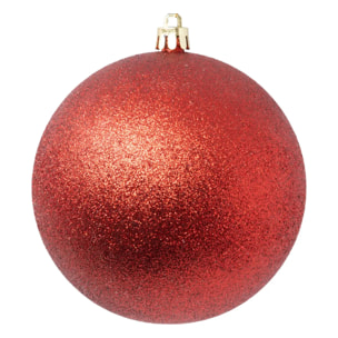 Boule de Noël plastique 100mm x6 rouge et blanc