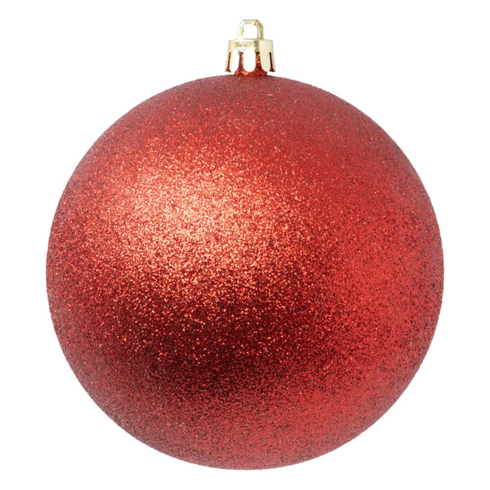 Boule de Noël plastique 100mm x6 rouge et blanc