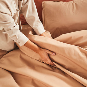 Housse de couette unie en percale de coton, PREMIÈRE, Beige