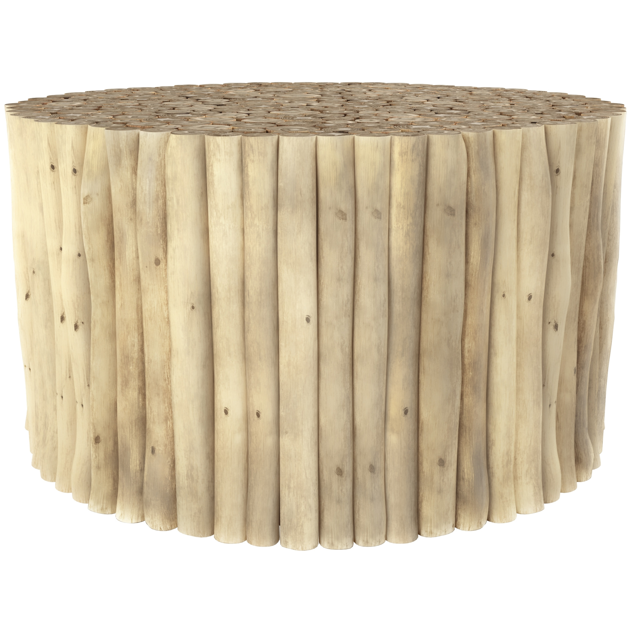 Table basse de jardin ronde en rondins de teck D70 cm - Imani