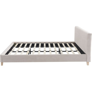 Lit avec tête de lit en velours côtelé - MILO