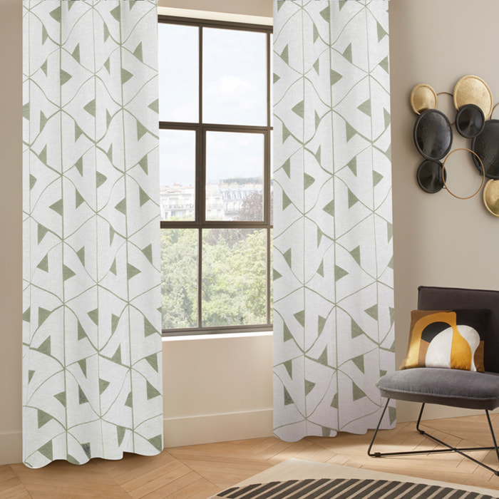 Rideau "Maloe" jacquard vert kaki 140x260cm