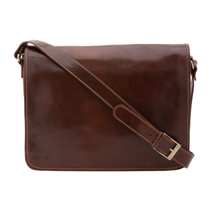 Borsa a tracolla  da uomo In Vera pelle Made in Italy 28x35x9 cm