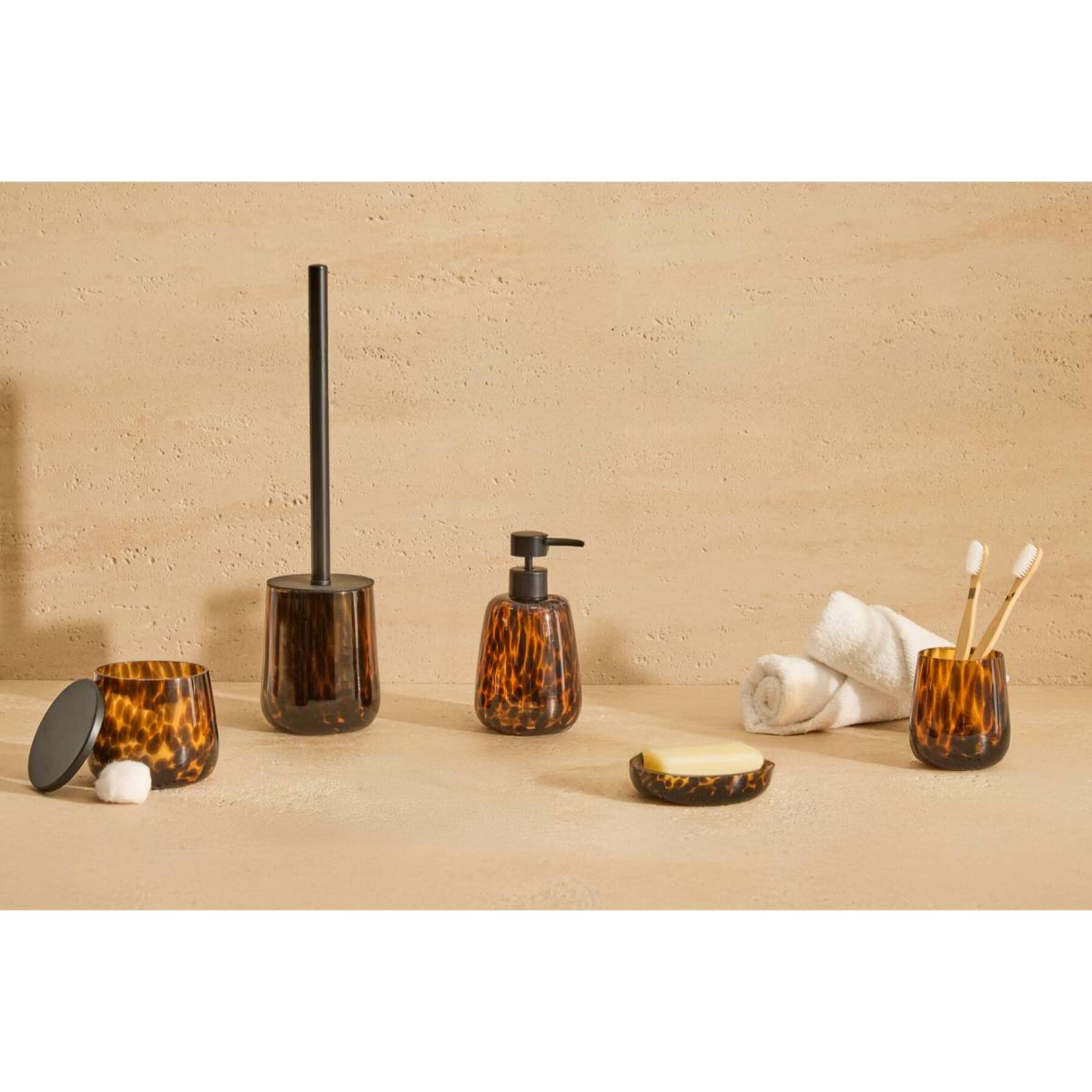 Distributeur de savon en verre Dotty 400ml flammes marron