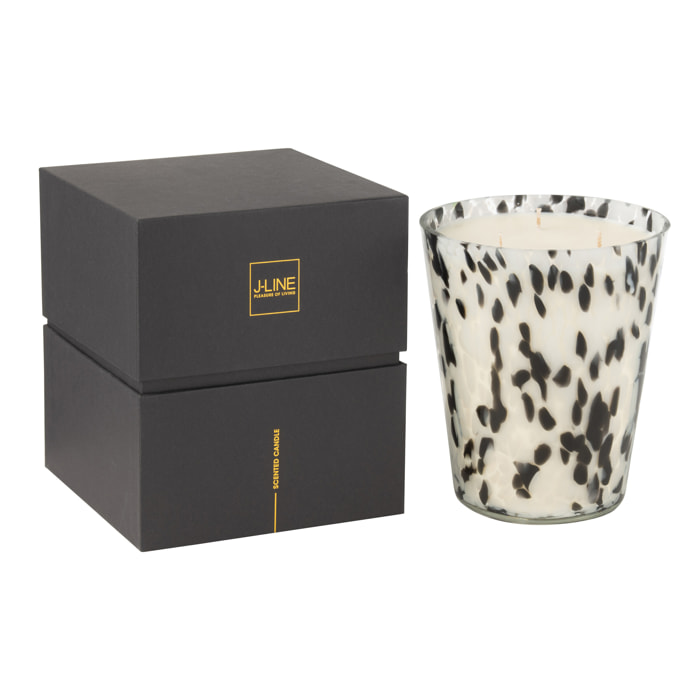 J-Line bougie parfumée Noa - Stone & Rock - verre - noir/blanc - large - 95H