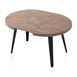 Mesa de comedor redonda extensible en negro y roble honey 100-180x100 cm Berg Roble Honey - Negro