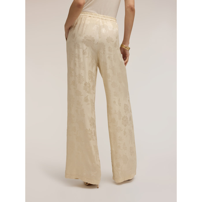 Motivi - Pantaloni palazzo in raso jacquard - Beige
