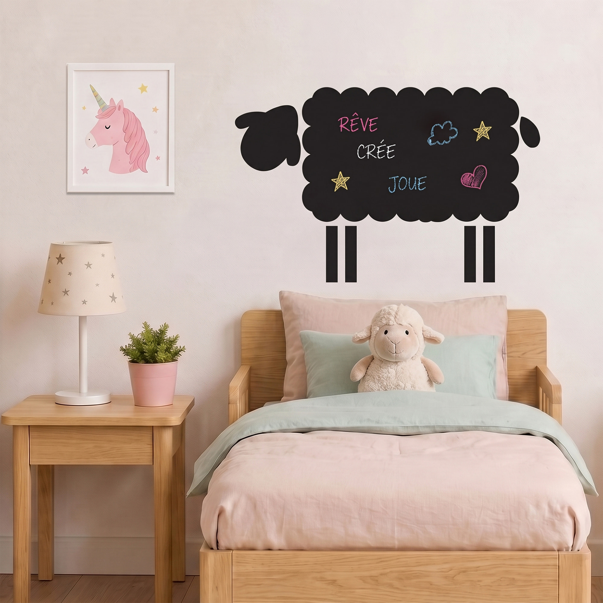Sticker ardoise tableau noir - stickers muraux adhésif effaçable - MOUTONS 2