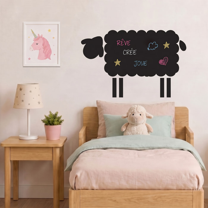 Sticker ardoise tableau noir - stickers muraux adhésif effaçable - MOUTONS 2