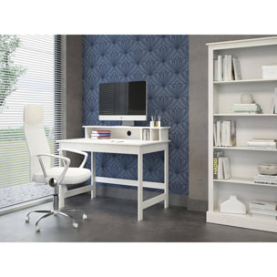 Scrivania in pino tinto bianco con piano sollevabile in MDF bianco, 110 x 76 x 68.5, Bianco