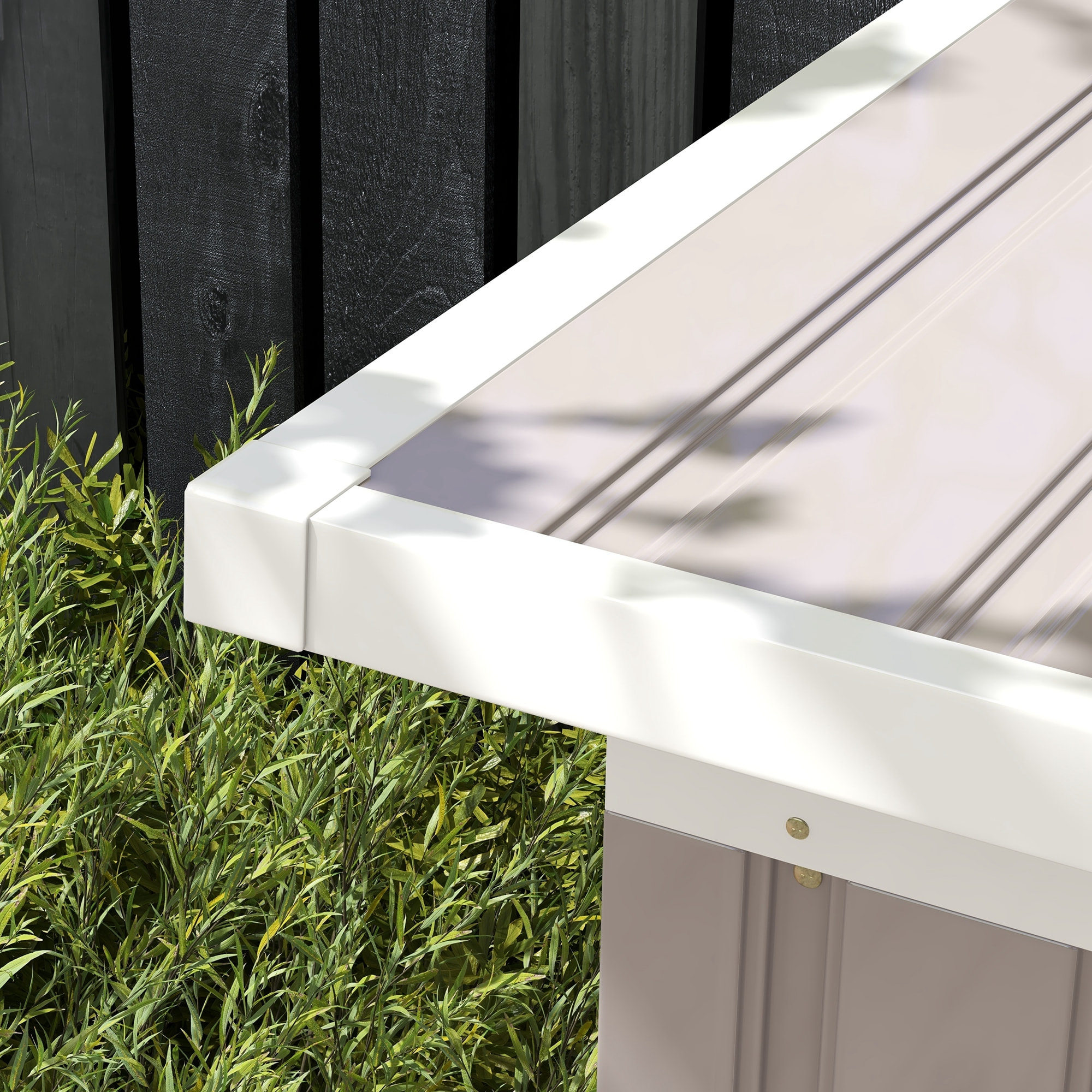 Caseta de Jardín Exterior 3,2 m² 280x130x172 cm Cobertizo de Jardín Exterior con Puerta Corredera Techo Inclinado Base Refuerzo (Suelo NO Incluido) y 2 Ventanas Gris Claro