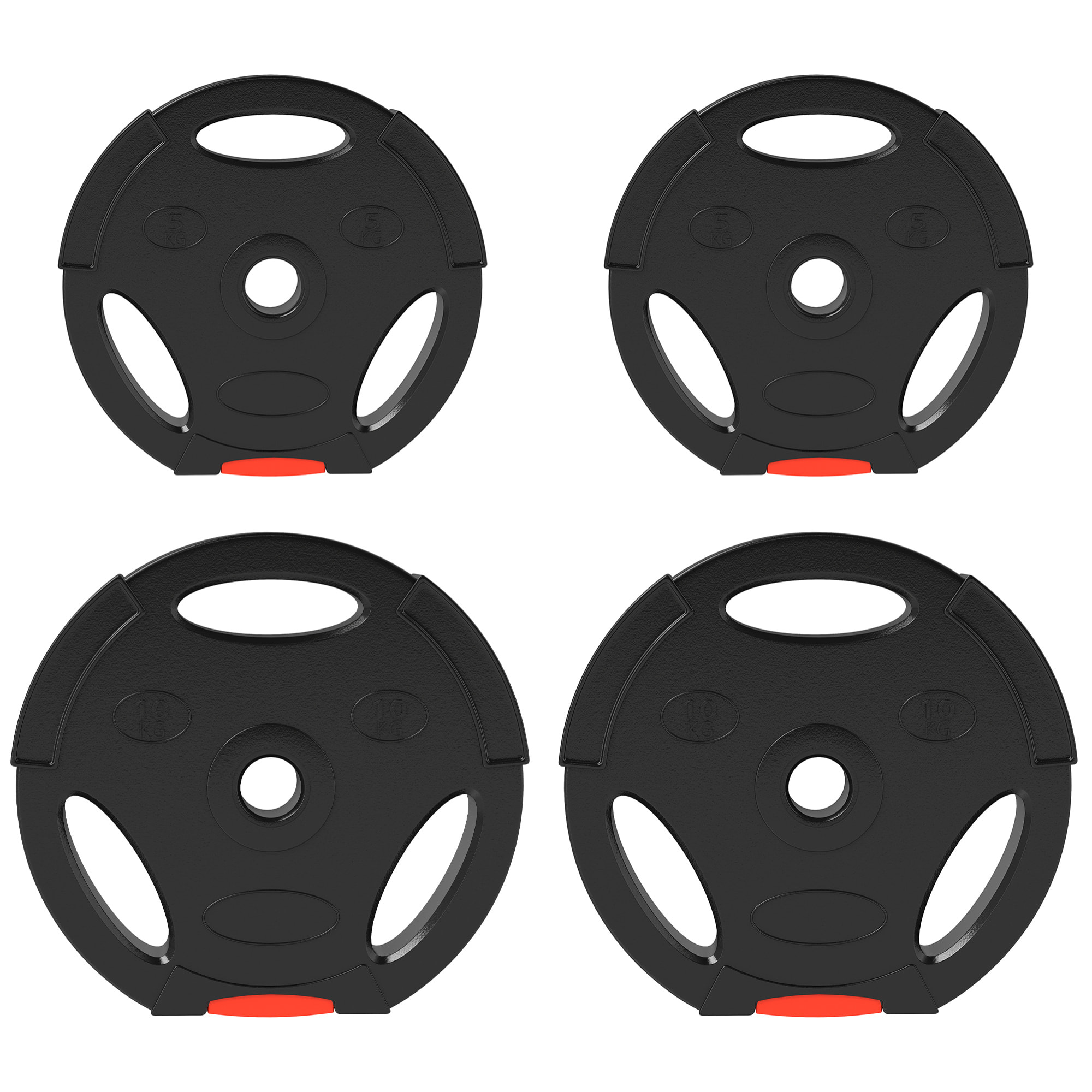 Juego de Discos Pesas de 4 Piezas Discos de Pesas Total 30 kg 2x10 kg 2x5 kg con Orificios de 2,5 cm para Entrenamiento Fitness en Hogar Gimnasio Negro