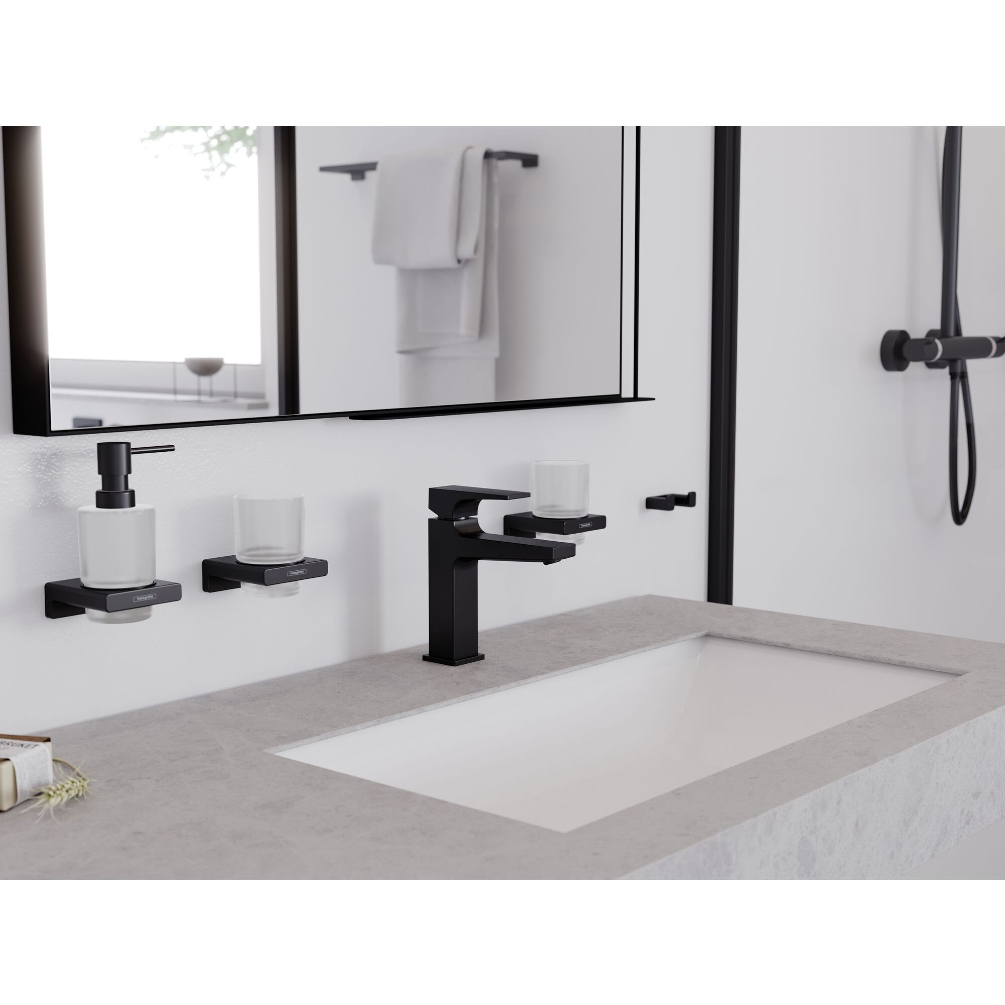 Porte verre salle de bains AddStoris, noir mat
