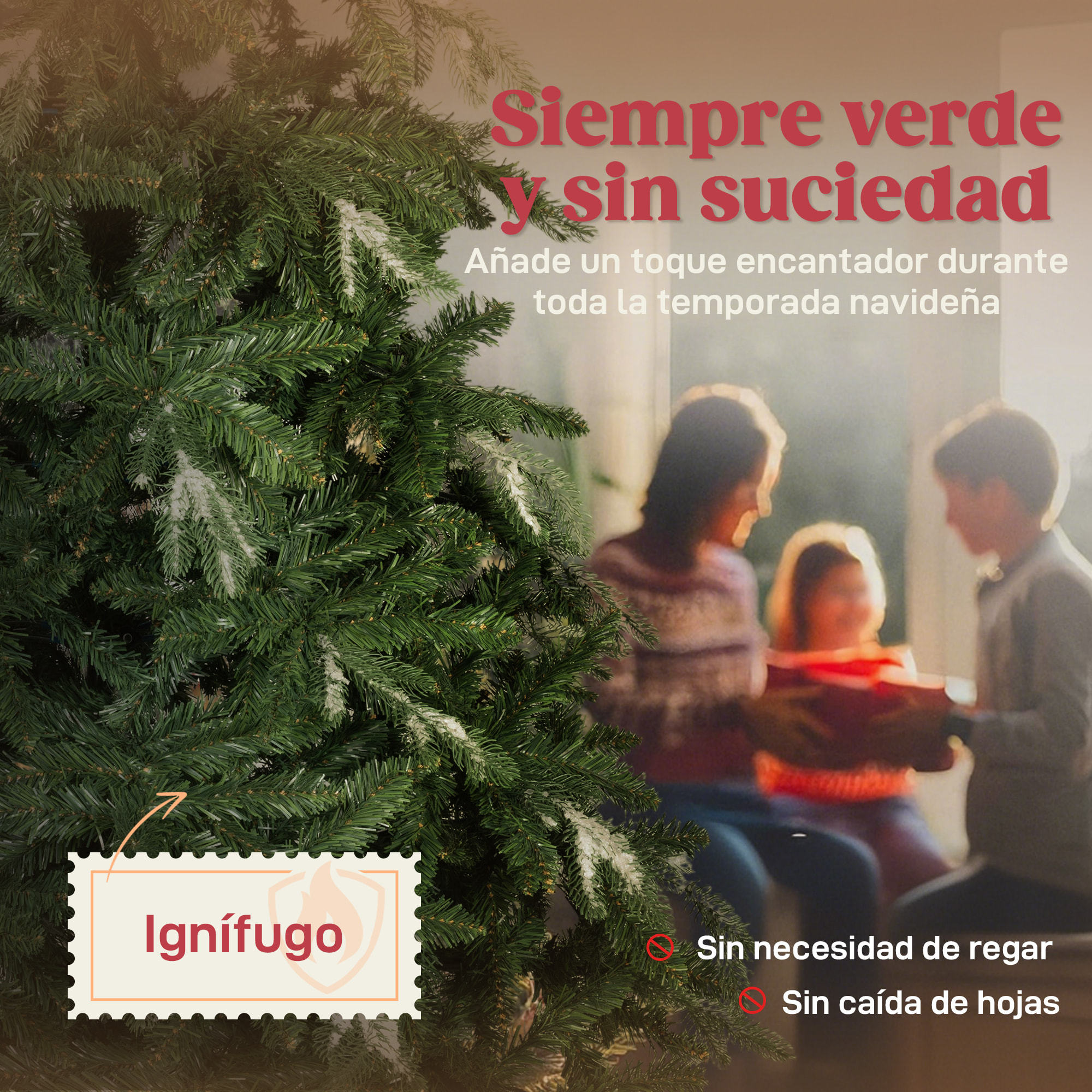Árbol de Navidad Artificial 210 cm, Ramas Realistas con Efecto Nieve, Árbol de Navidad con Soporte de Acero, Base Plegable, Montaje Rápido, Decoración Navideña para Hogar, Fiesta