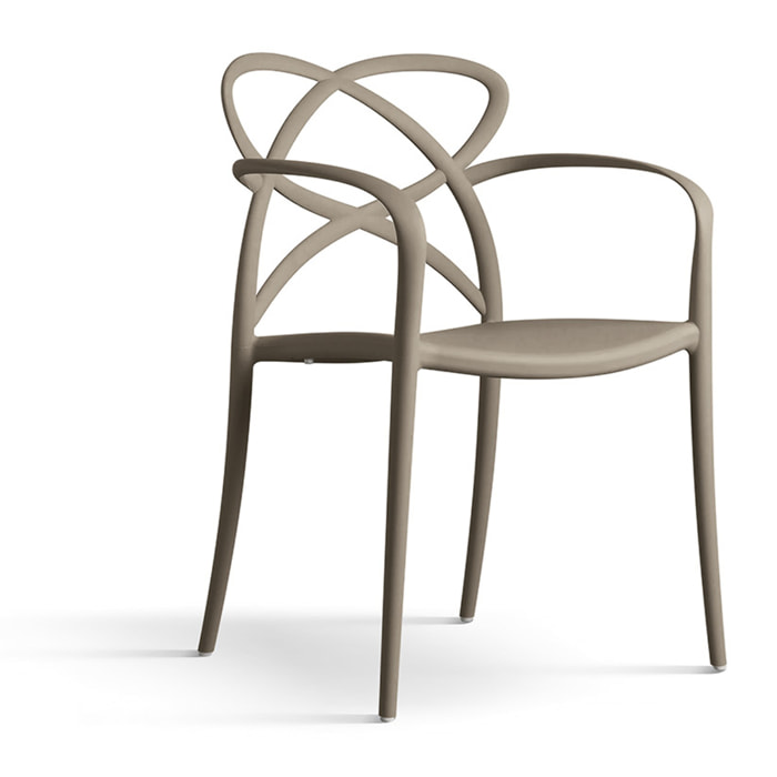Set di 4 poltroncine LONG ISLAND in polipropilene taupe