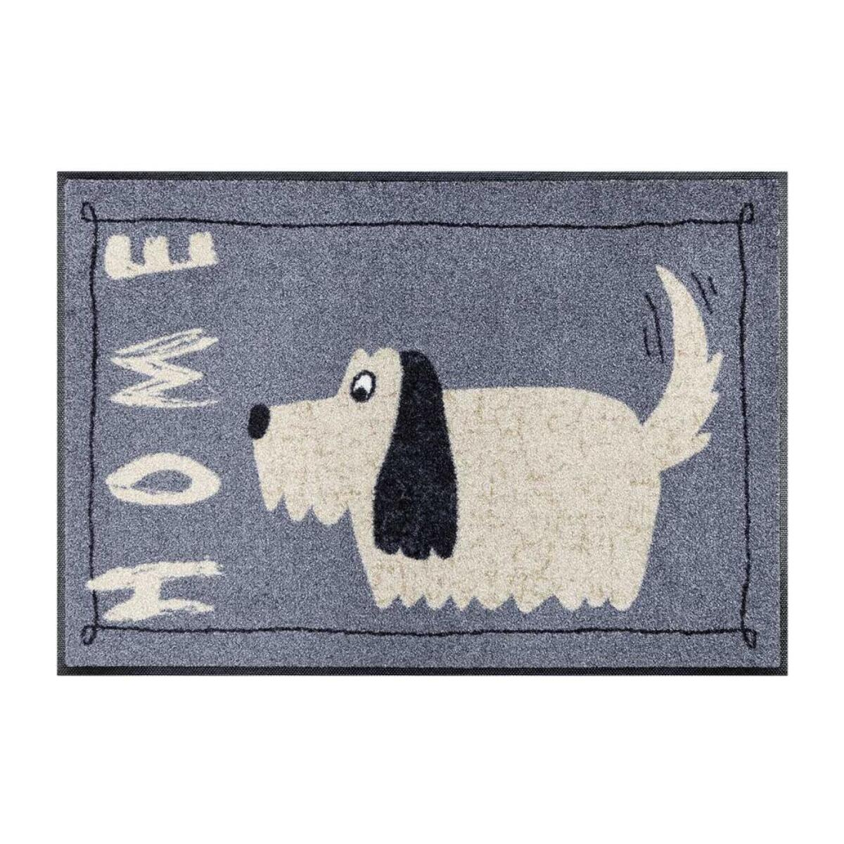 Paillasson 50x75 tissé motif animaux DOGOM gris