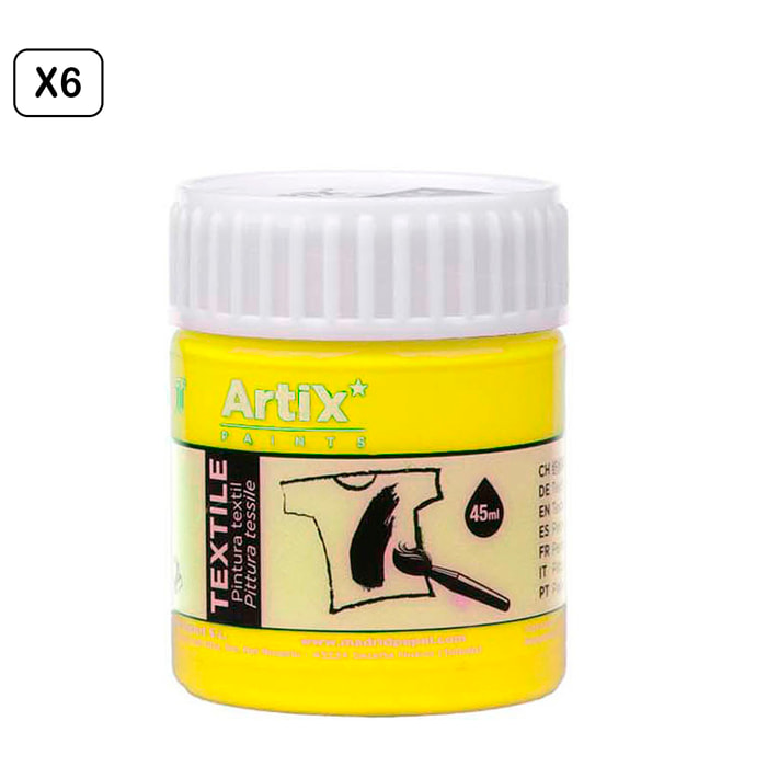 Pack 6 Uds. PITTURA TESSILE GIALLO NEON 45 ml