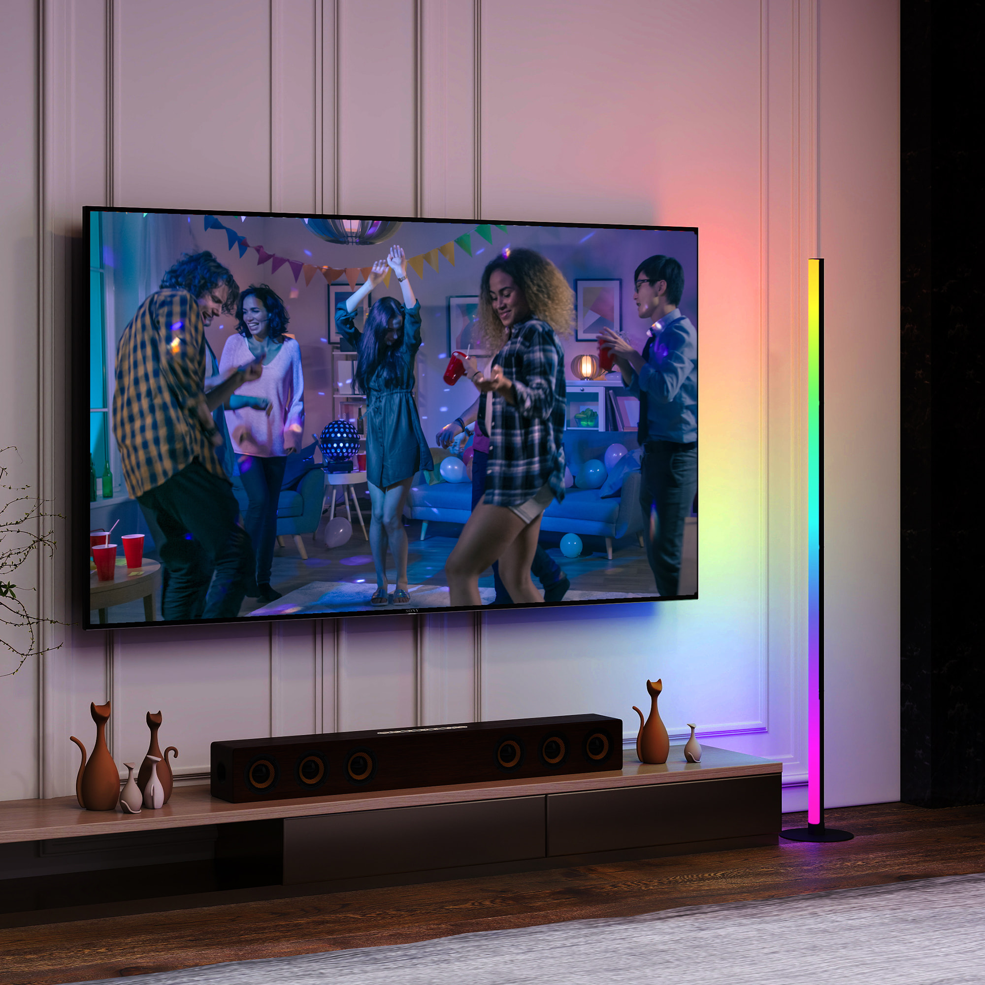 Lampadaire LED RGBIC 16 millions de couleurs avec contrôle APP et télécommande - musique sync, modes de scène et timer