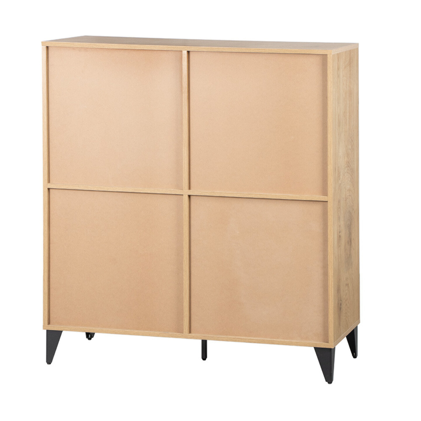 Tribeca - buffet haut - effet bois et métal noir - 100x112 cm - Bois / Noir