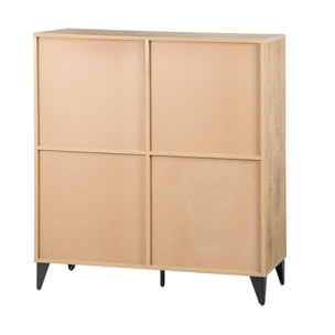 Tribeca - buffet haut - effet bois et métal noir - 100x112 cm - Bois / Noir