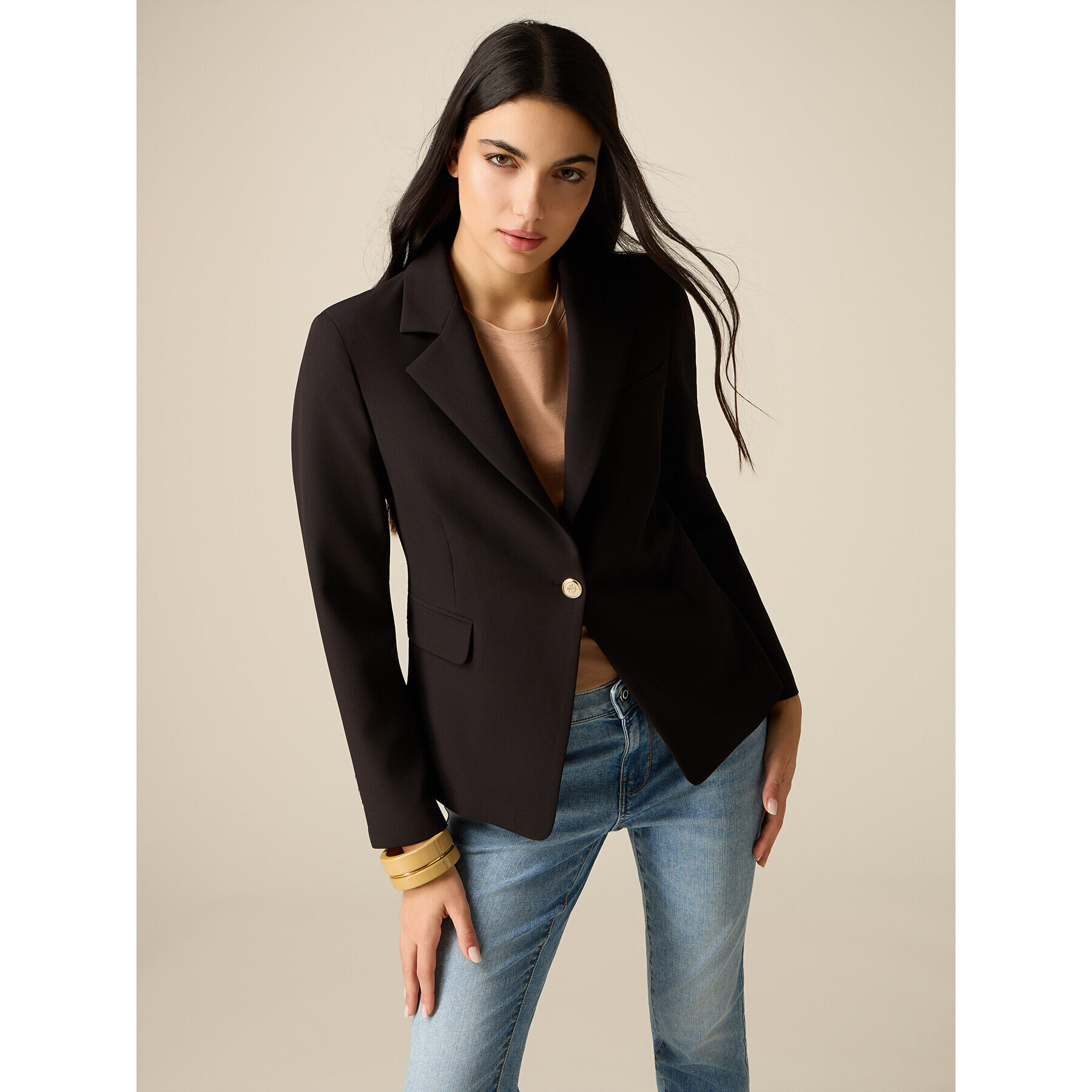 Oltre - Blazer sciancrato in tessuto tecnico - Nero