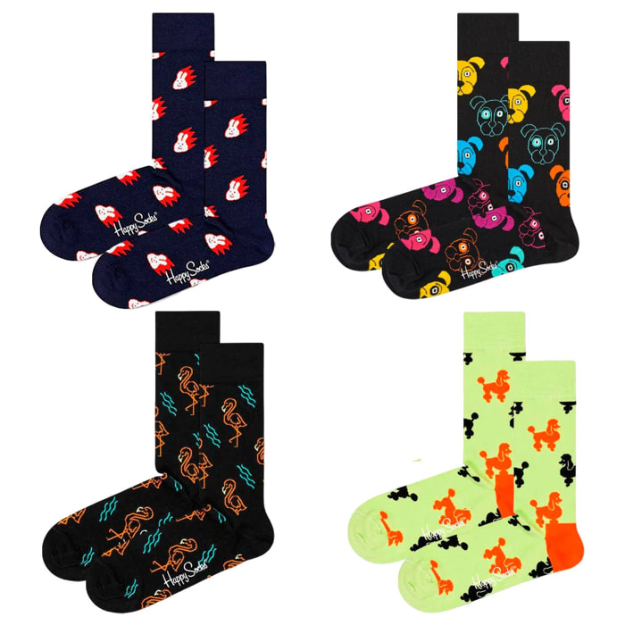 Calcetines 4-pack bunny, dog, flamingo y poodle