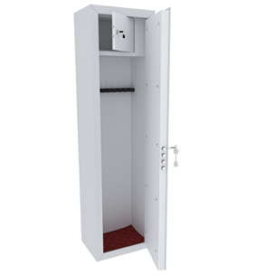 Armadio Portafucili Armi Blindato Fuciliera In Acciaio Con Cassetto Tesoretto Con Serratura E Chiave A Doppia Mappa Bianco Opaco 148x40x28 Cm 7 Posti
