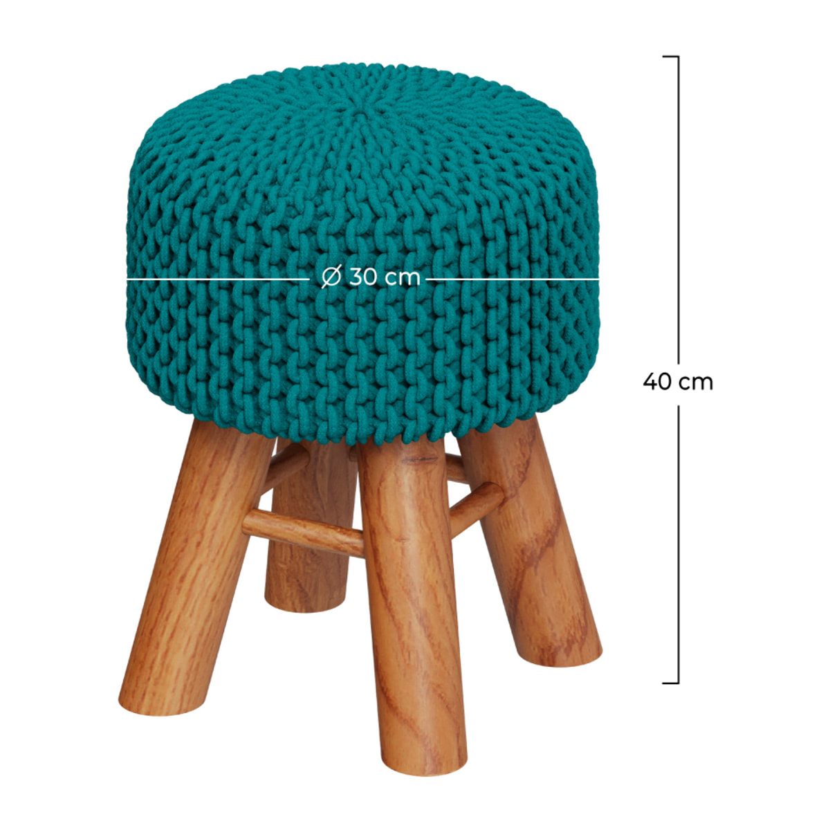 Petit tabouret tricot Lisa bleu