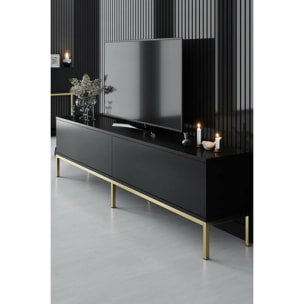 Mobile porta TV Dpetrell, Credenza da soggiorno, Armadio basso per TV, Base parete attrezzata, 180x30h47 cm, Nero e Oro