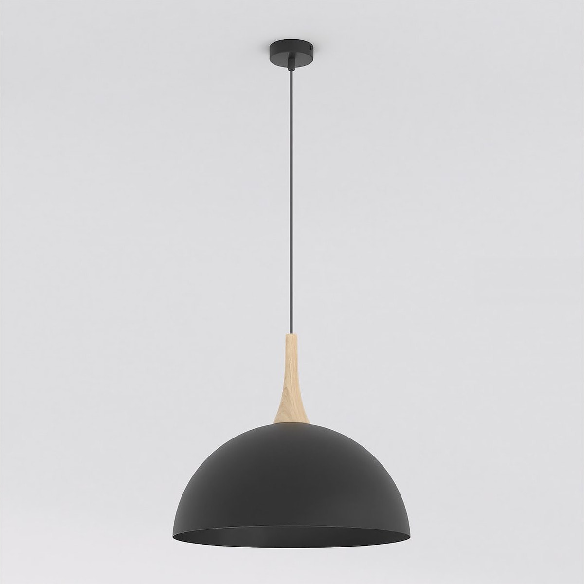 Lampada a sospensione Nautica in acciaio nero e legno