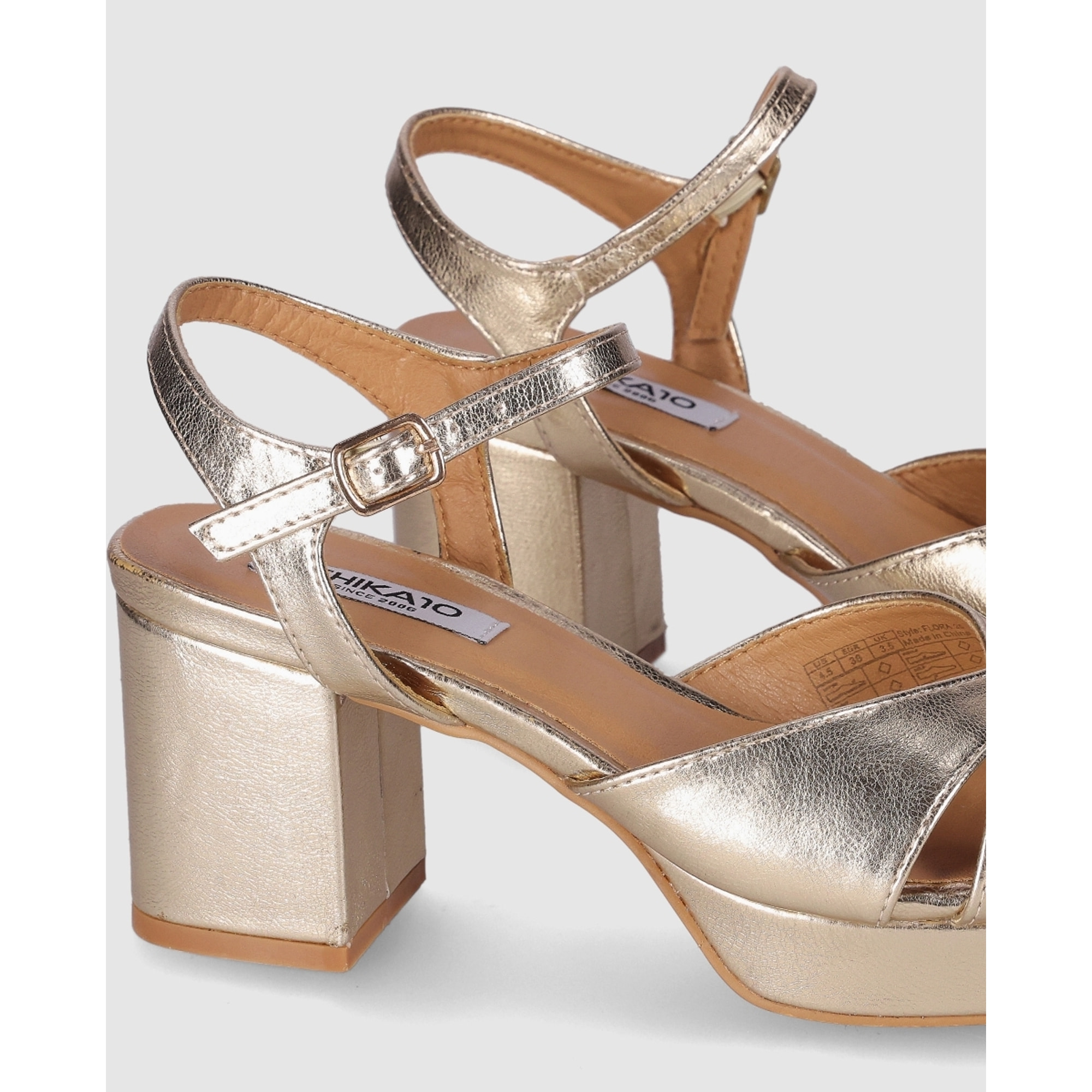 Sandalias - Oro - Tacón: 8 cm