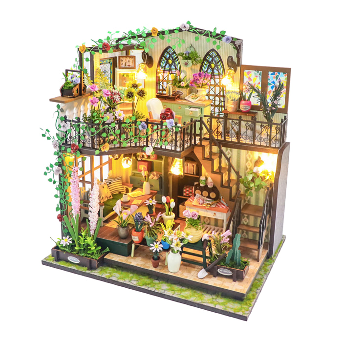 Casa de flores de Darcy. Maqueta 3D realista con gran detalle y luces led.