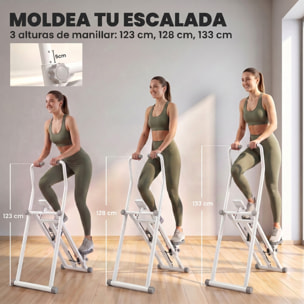 SPORTNOW Stepper de Escalera Plegable con 3 Niveles de Resistencia, Escaladora Vertical con Manillar Ajustable, Máquina de Subir Escaleras con Monitor LCD y Soporte para Móvil, Carga 150 kg para Casa