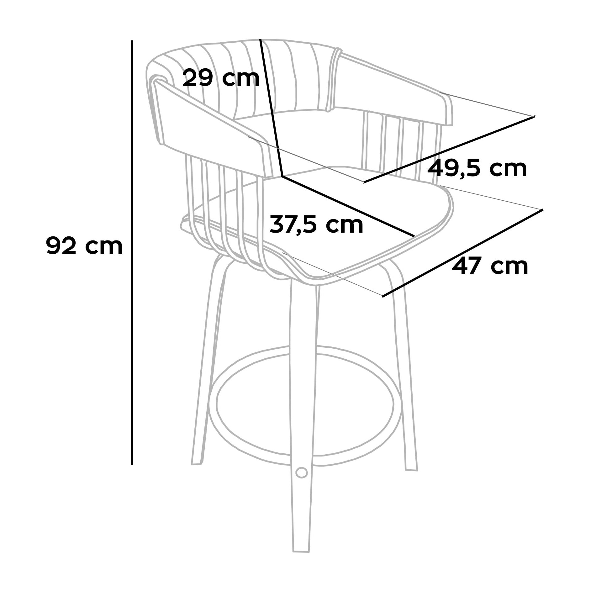 Colonia - Set 2 Sgabelli Imbottiti 49,5x92x37,5 cm Seduta Girevole in Legno Plywood e Tessuto Beige